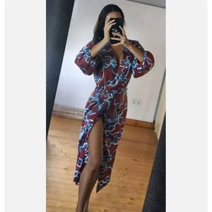 ZARA WOMAN NWT AW21 PRINTED CHAINS MIDI DRESS SALE 8339/170